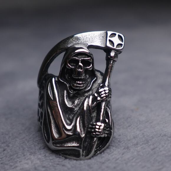 Stainless Steel Grim Reaper Ring Size 13 RSRN-659 - Picture 3 of 6